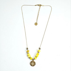 Collier Rose des vents Jaune