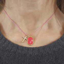 Rainbow Mary Pink Lucky Charm Necklace