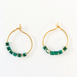 Earings Simply Square green