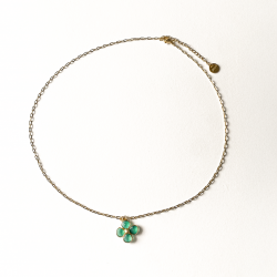 Collier trèfle précieux vert