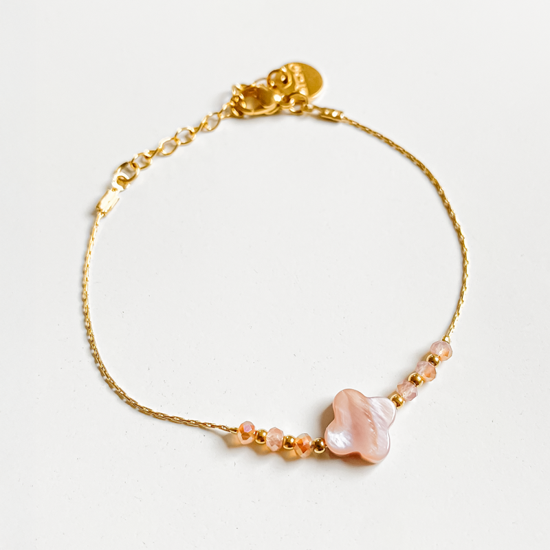 Bracelet shiny trèfle rosé