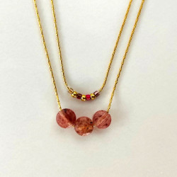 Collier double lune Grenat Mini moon