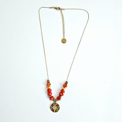 Collier Rose des vents Orange