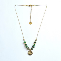 Collier Rose des vents Vert