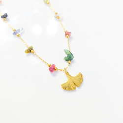 Sautoir Gingko Tourmaline