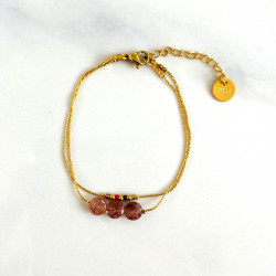 Bracelet double lune Grenat Mini moon