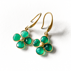 Boucles d'oreilles trèfle précieux vert