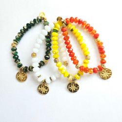 Bracelet elastiqué Rose des vents Orange