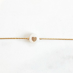 Bracelet coeur doré sur nacre