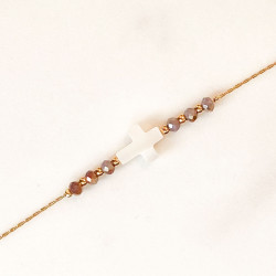 Bracelet cross de nacre blanc