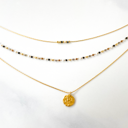 Collier triple Miyuki Noir