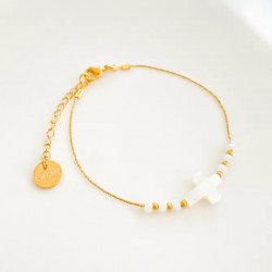 Bracelet Croix de Nacre Blanc