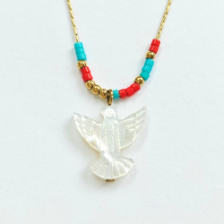 Collier Totem corail Aigle
