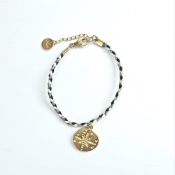 Bracelet cordon Rose des vents Noir