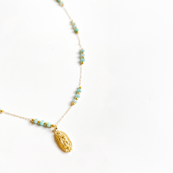 Collier mini Guagalupe bleu