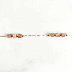Bracelet cubes rose pierre de soleil