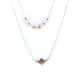 Double necklace 4 leaf clover 