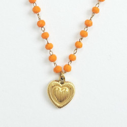 Collier Perolina Coeur Orange