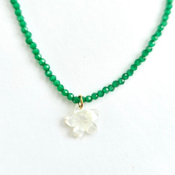 Collier fleur de tiaré vert