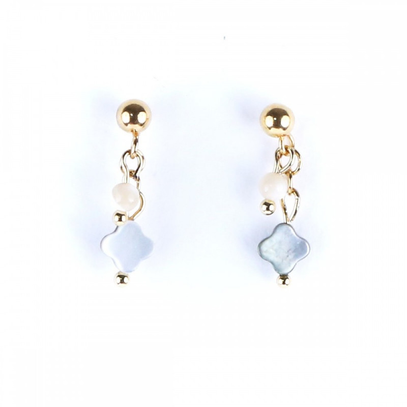 Earings 4 leaf clover nacre