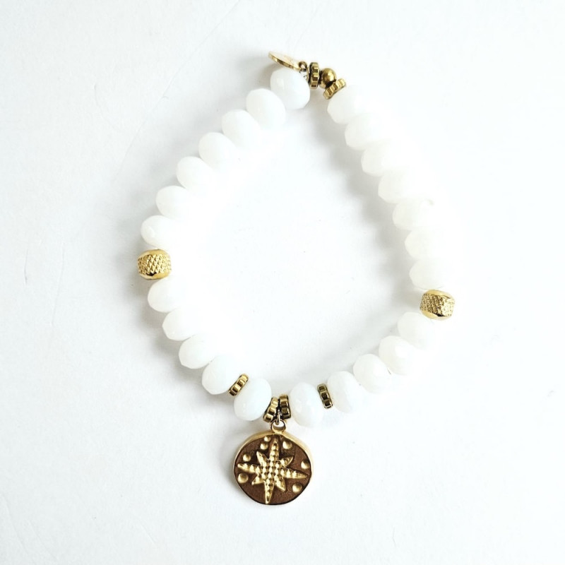White Compass Rose Elastic Bracelet