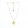 Collier croix perlée Rainbow Mary jaune