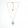 Collier croix perlée Rainbow Mary turquoise