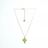 Collier croix perlée Rainbow Mary vert