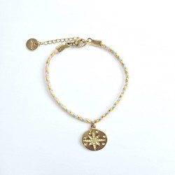 Bracelet cordon Rose des vents Fluo
