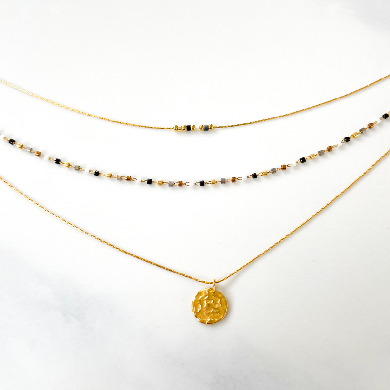 Collier triple Miyuki Noir
