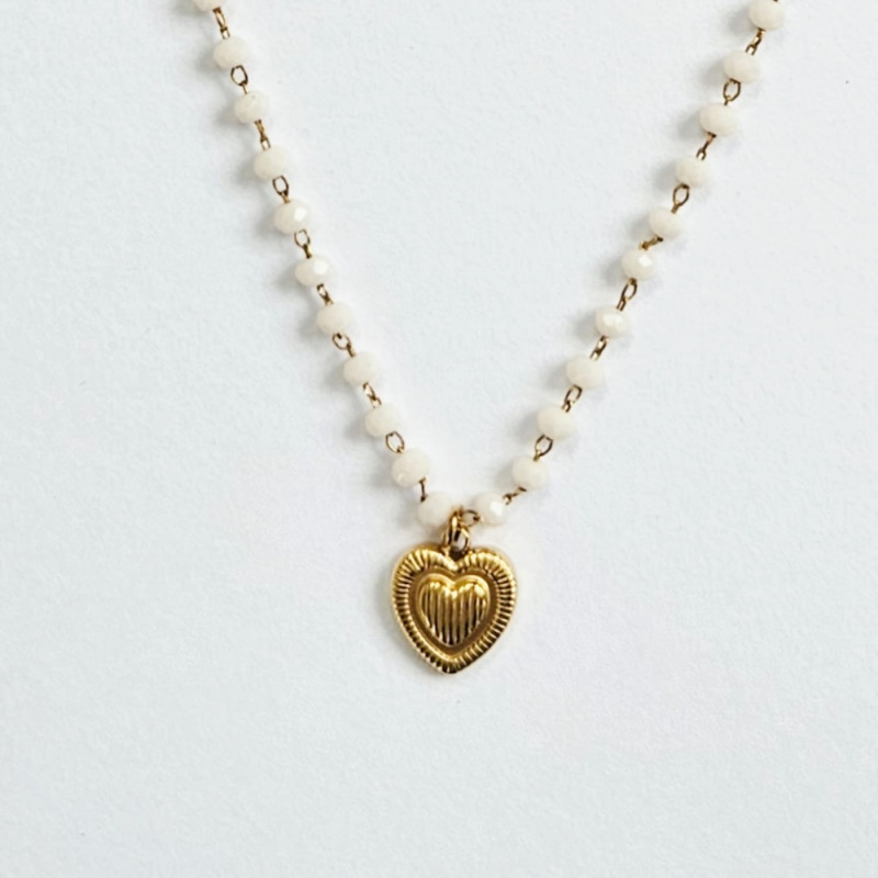 Collier Perolina Coeur Blanc
