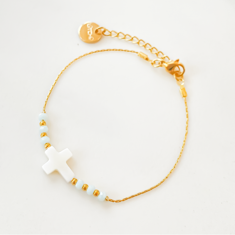 Bracelet Croix de Nacre Ciel