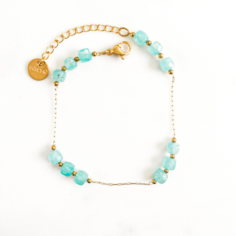 Bracelet cubes turquoise amazonite