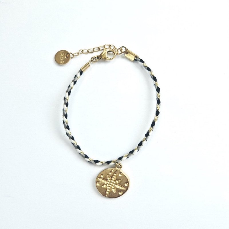 Green Compass Rose Cord Bracelet
