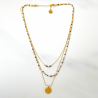 Collier triple Miyuki Blanc