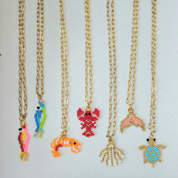 Sea Party Red Fish Long Necklace