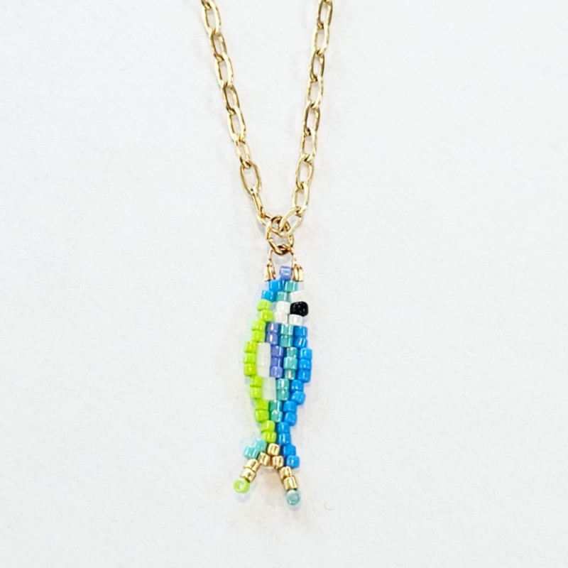 Sea Party Blue Fish Long Necklace