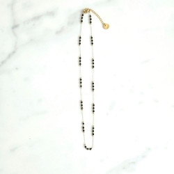 Necklace mini galets Black spinelle