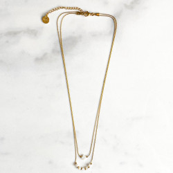 Double necklace 4 leaf clover 