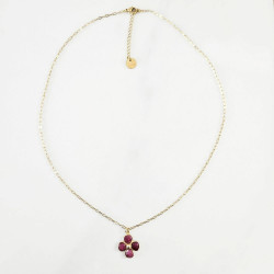 Collier trèfle précieux fushia
