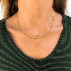 Collier triple Anna vert