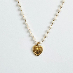 Collier Perolina Coeur Blanc