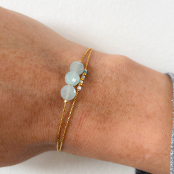 Bracelet double lune Bleu Mini moon