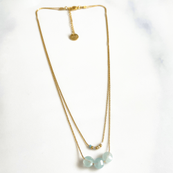 Collier double lune Bleu Mini moon