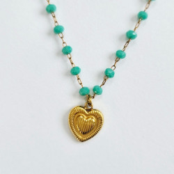 Collier Perolina Coeur Turquoise