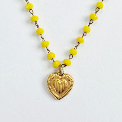 Collier Perolina Coeur Jaune