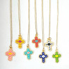 Rainbow Mary Red Beaded Cross Necklace