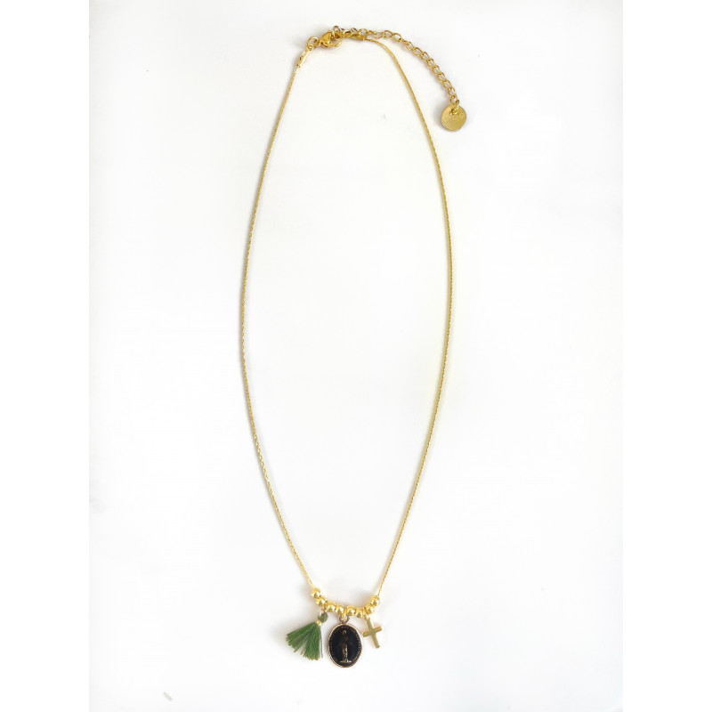 Necklace Rainbow Mary Médailles précieuses Noir