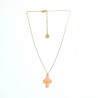 Collier croix perlée Rainbow Mary rose