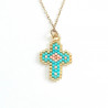 Rainbow Mary Turquoise Beaded Cross Necklace